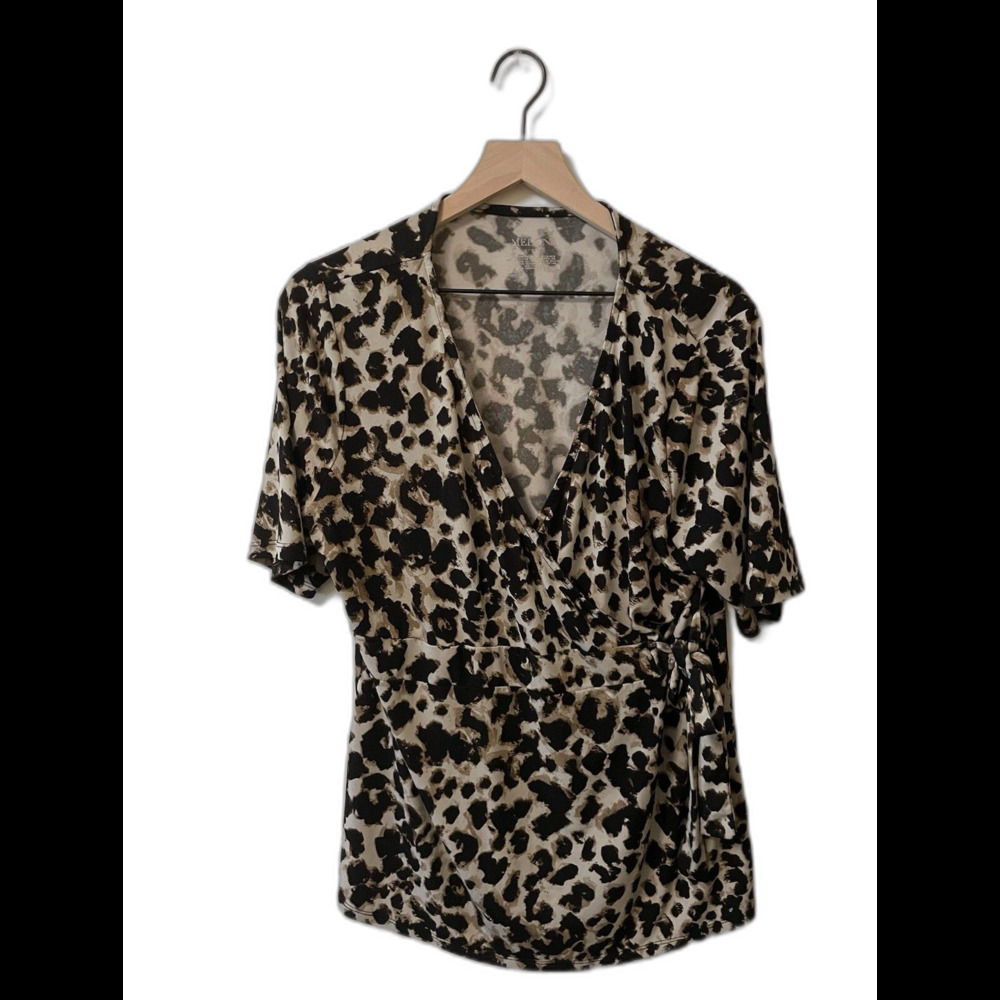 Merona Brown animal print XXL women’s blouse Side tie￼